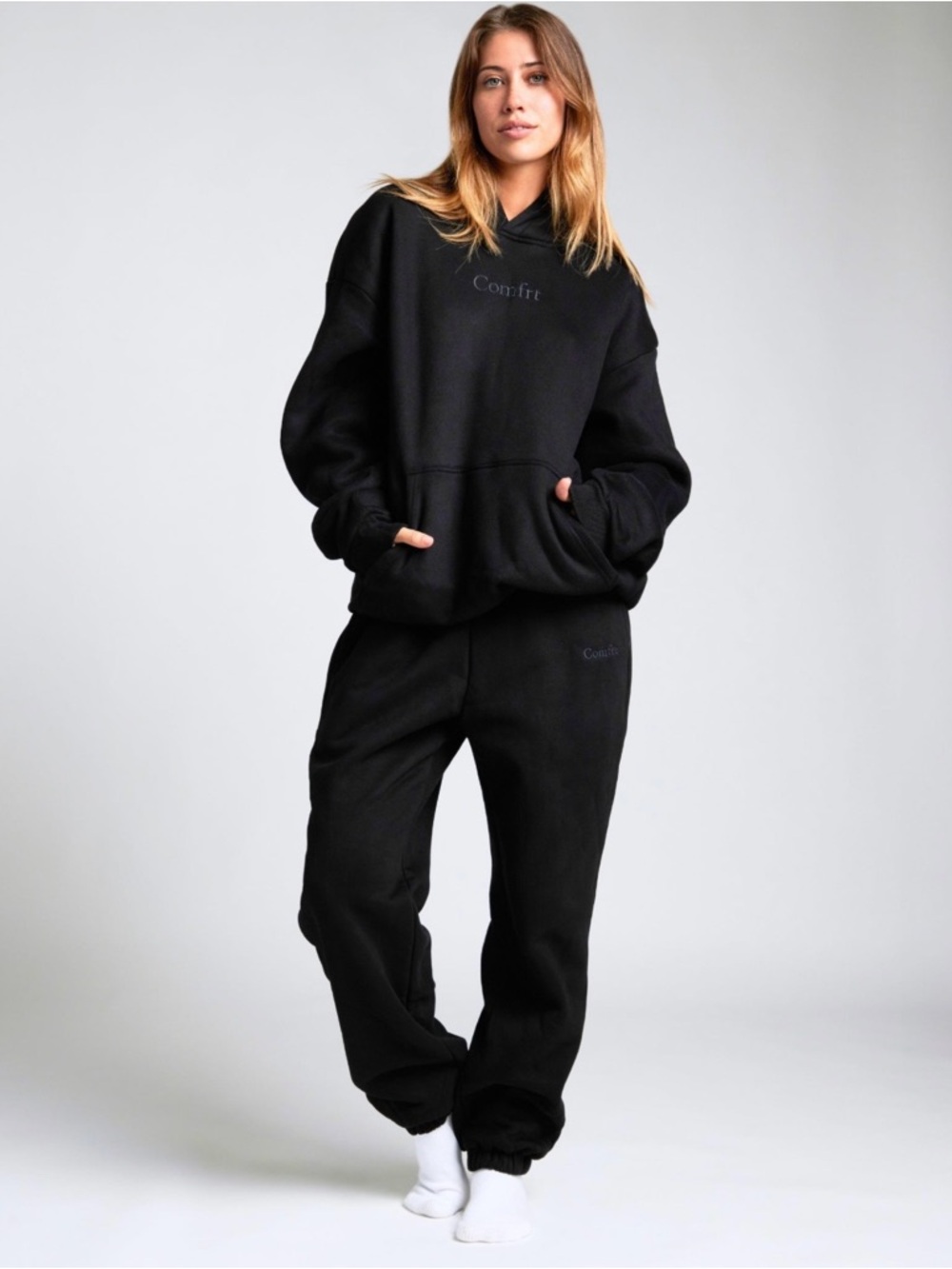 Unisex Black Cozy Track Joggers